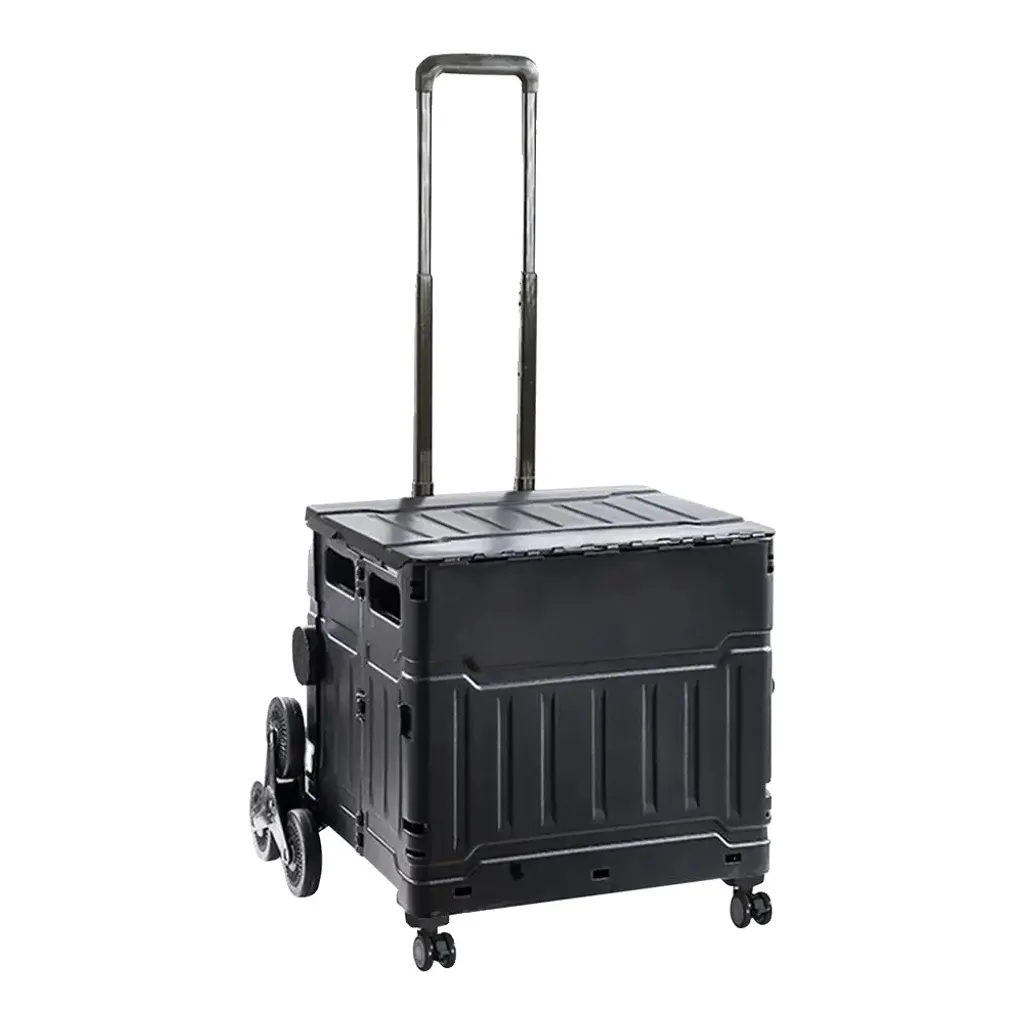 Poussette de marché pliable caddy de course noir à 2 roues silencieuses