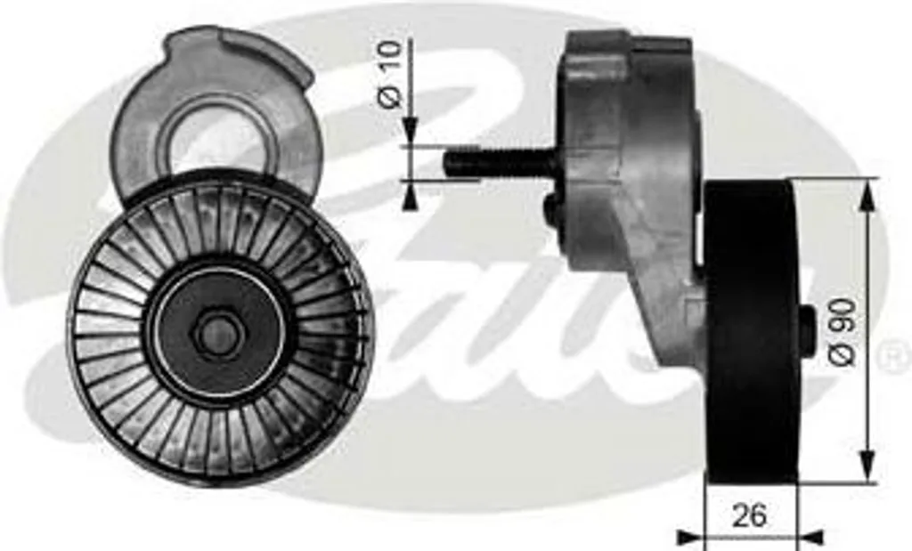 Galet Tendeur de Courroie Crantée T38113 Gates pour Chrysler Voyager