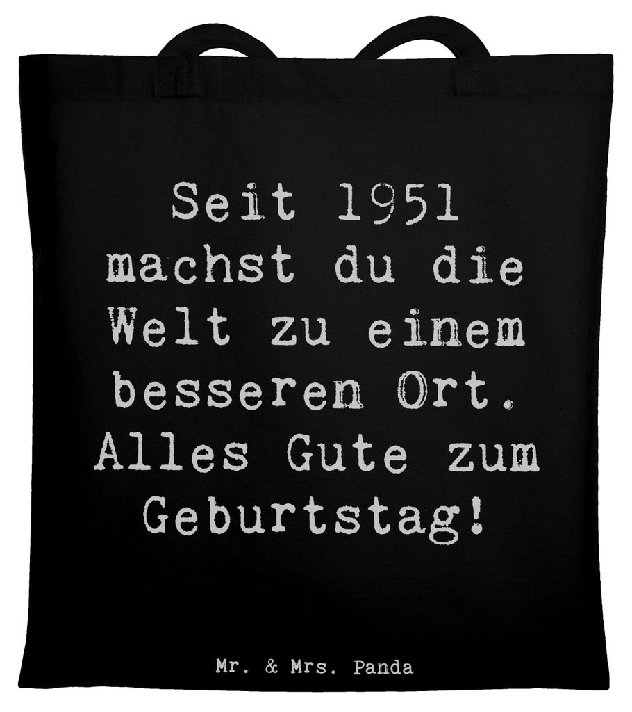 Mr. & Mrs. Panda Tote Bag Spruch 1951 Geburtstag - Schwarz - Geschenk, Tasche, Happy Birthday, Geburtstagsgeschenk, geboren, machst du die Welt zu ...