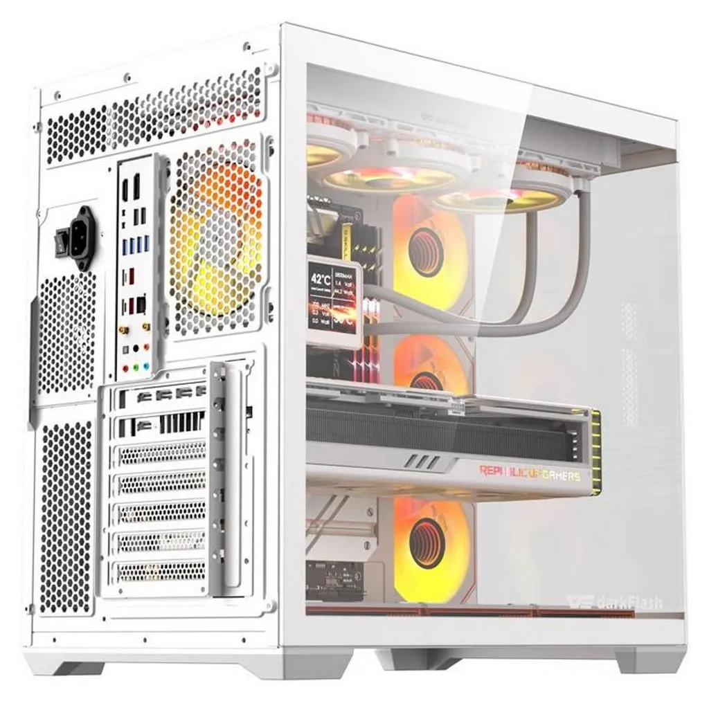darkFlash C280 WHT Boîtier PC pour Configuration Gaming et Streaming ATX
