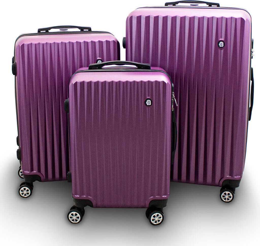Barut Kofferset 3-teilig Reisekoffer Trolley Hartschalenkoffer ABS Teleskopgriff Modell General (Lila) MS-17074
