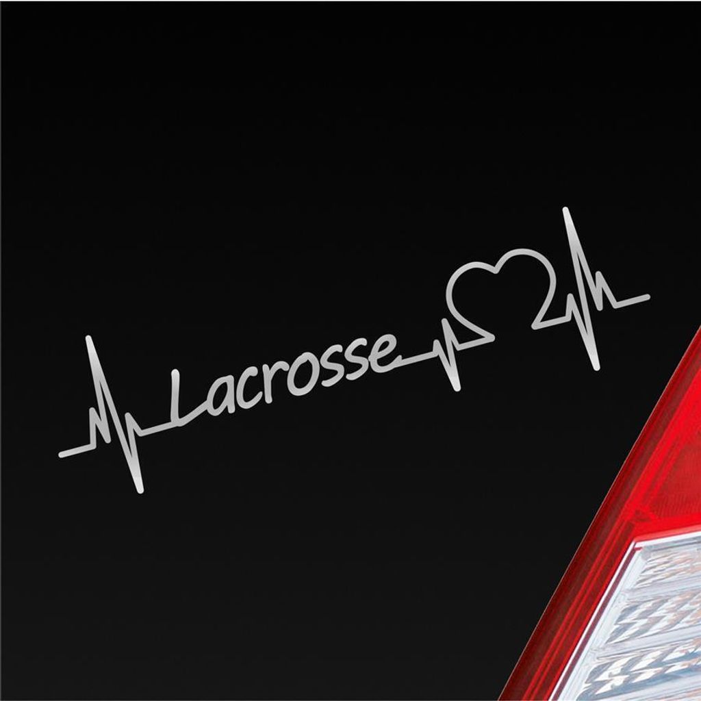 Auto Aufkleber Lacrosse Herzschlag Mannschaftssport Team Sport Liebe 19x5 cm Silber Sticker Heckscheibenaufkleber