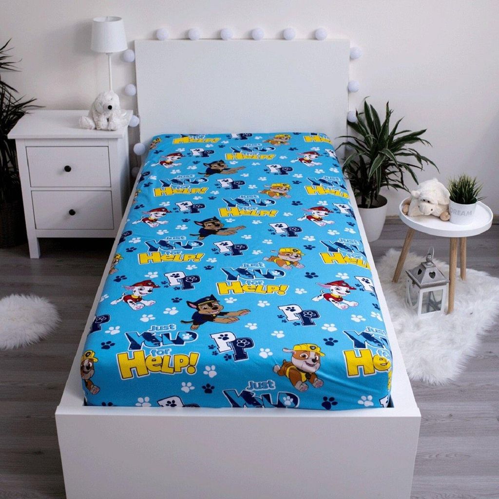 Prześcieradło Paw Patrol 90x200 cm wykonane ze 100% bawełny Zdjęcie produktu 