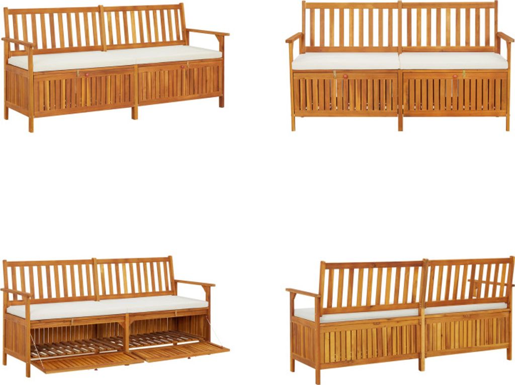 vidaXL Truhenbank mit Kissen 170 cm Massivholz Akazie - Bank - Bänke - Holzbank - Massivholzbank