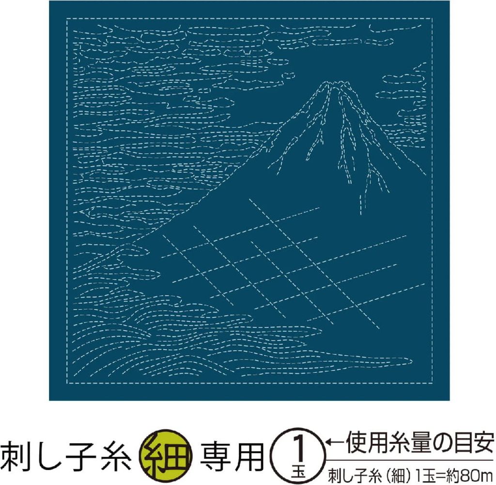 Olympus Sashiko Sampler (nur Stoff) "Hana Fukin (Navy) Schöner luftiger Tag", Stoff bedruckt, 33x33cm, Original aus Japan
