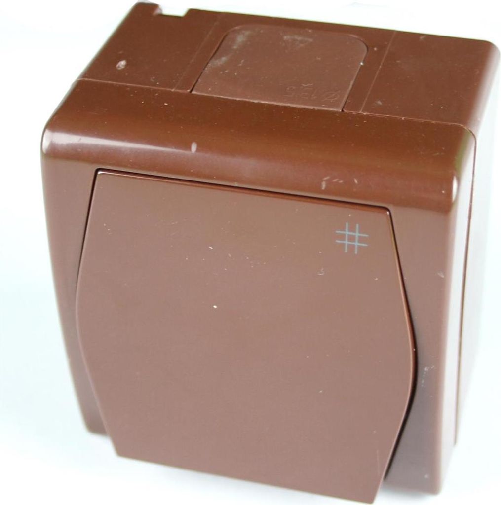 Aufputz AP Schalter einfach Kreuzschalter IP44 Farbe braun HERMES2