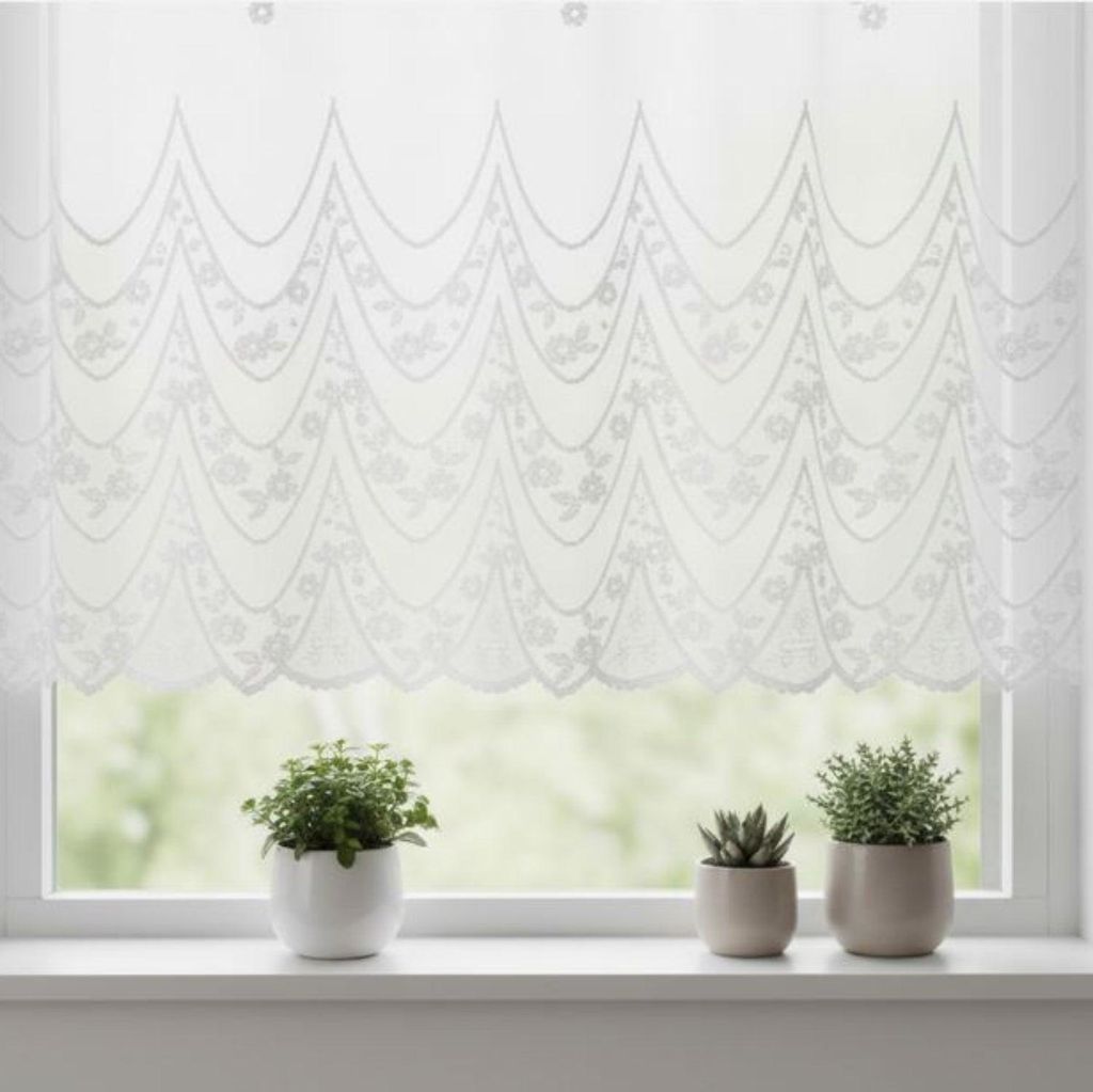 Jacquard Panneau „Floral" weiß - Scheibengardine von Albani: Weiß / 50x160cm Farbe: Weiß Größe (HxB): 50x160cm