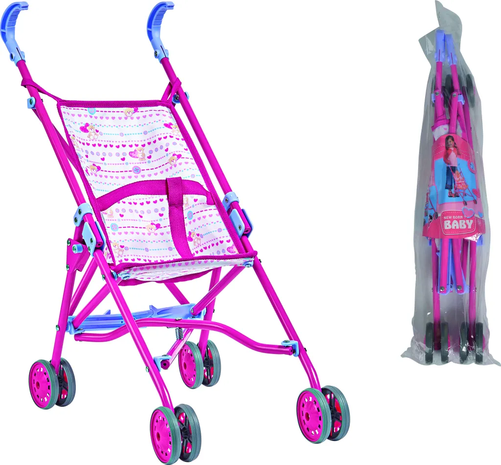 Poussette poupée Simba pliable rose - Gain de place et rangement facile