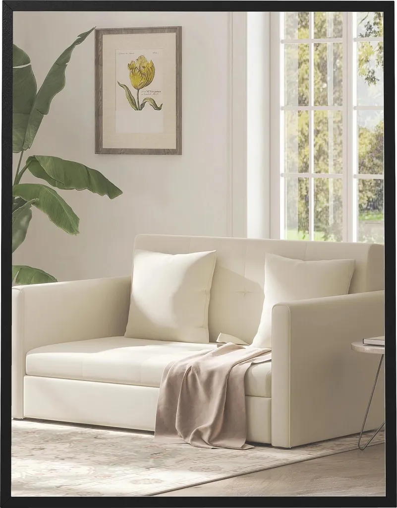 Miroir mural rectangulaire 70x90 cm noir format portrait ou paysage