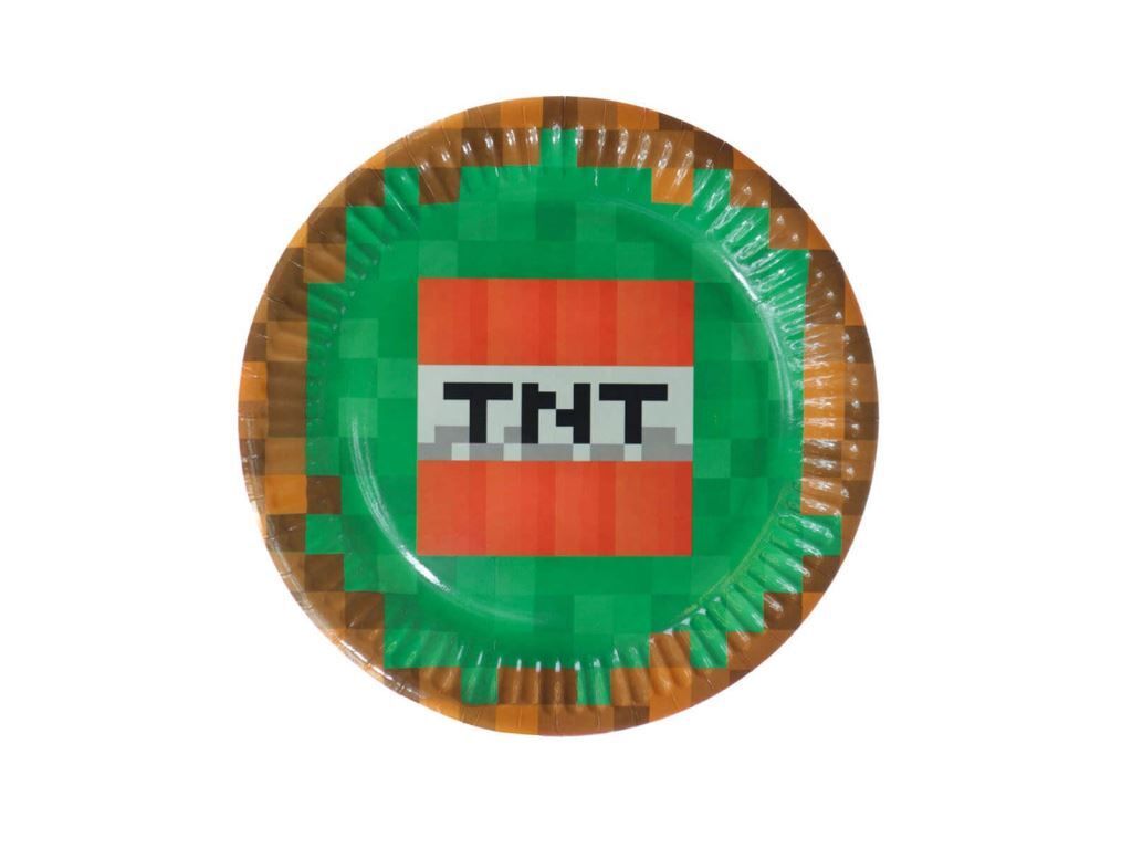 Párty papírové talíře Pixel - Minecraft - TNT - 18 cm - 6 Obrázek produktu 