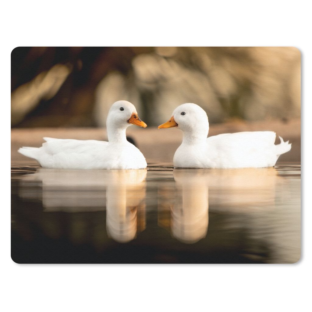 MuchoWow Mauspad Mousepad Ente - Weiß - Tiere - Wasser - Vogel - Enten 40x30 cm - Mousepads - Maus Mat - Pad - Mausunterlage - Anti Rutsch