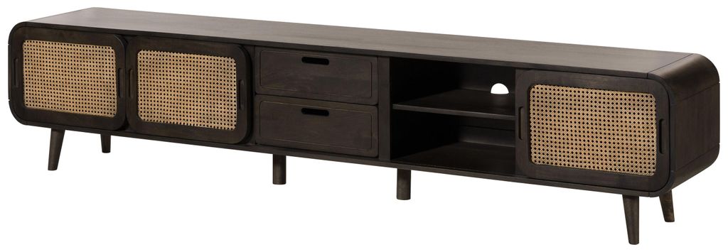 MASSIVMOEBEL24 TV-Board Mango 240x40x50 dunkelgrau lackiert VALENCIA #225