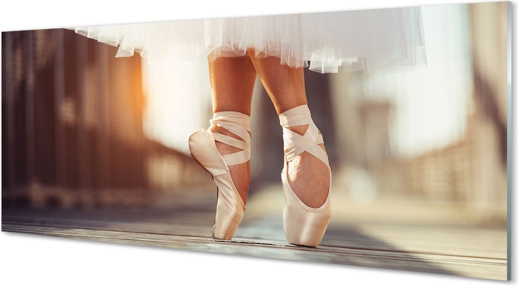 Glasbilder 125x50 Wandkunst Weiß Ballettschuhe Frau, die Beine