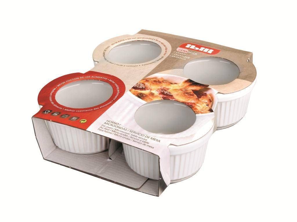 Set mit 4 Ibili-Auflaufförmchen, Porzellan, 9 cm, weiß