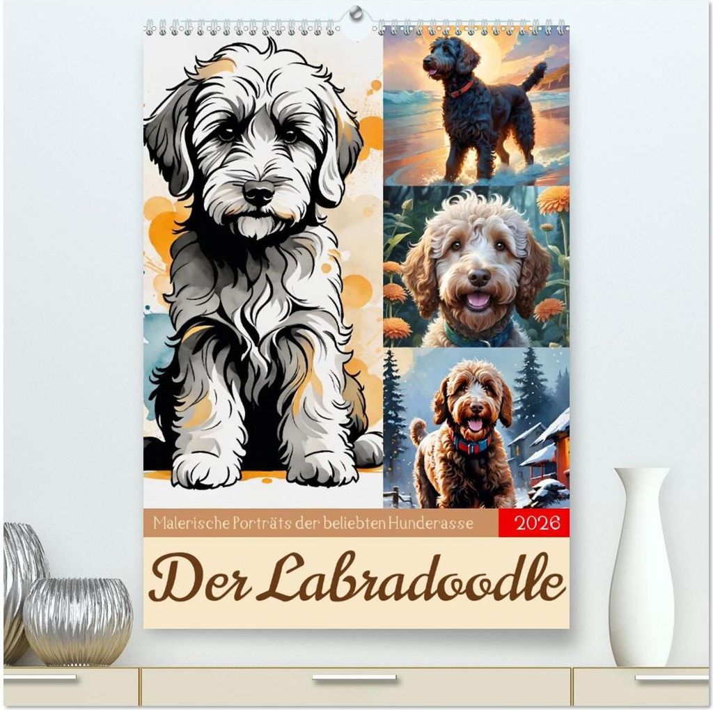 Der Labradoodle (hochwertiger Premium Wandkalender 2026 DIN A2 hoch), Kunstdruck in Hochglanz