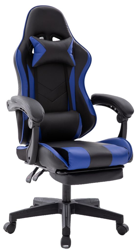 Delman Bürostuhl Gaming Stuhl Gaming Sessel Ergonomischer Gamer Stuhl mit Fußstütze Kopfstütze Gaming Chair 0060BU