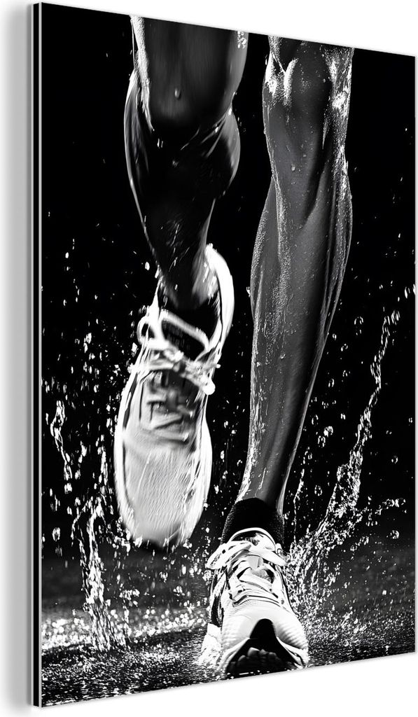 MuchoWow Wanddekoration Metall Metallbild Wandkunst 90x120 cm Laufschuhe - Laufen - Drops - Schwarz MuchoWow Aluminium Gemälde - Industrial