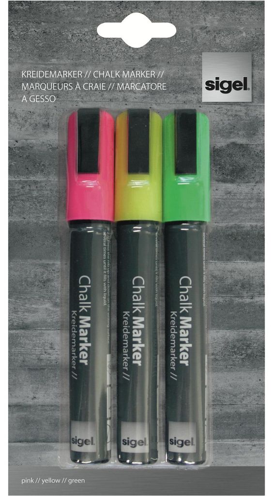 sigel Kreidemarker Set Keilspitze: 1 5 mm sortiert