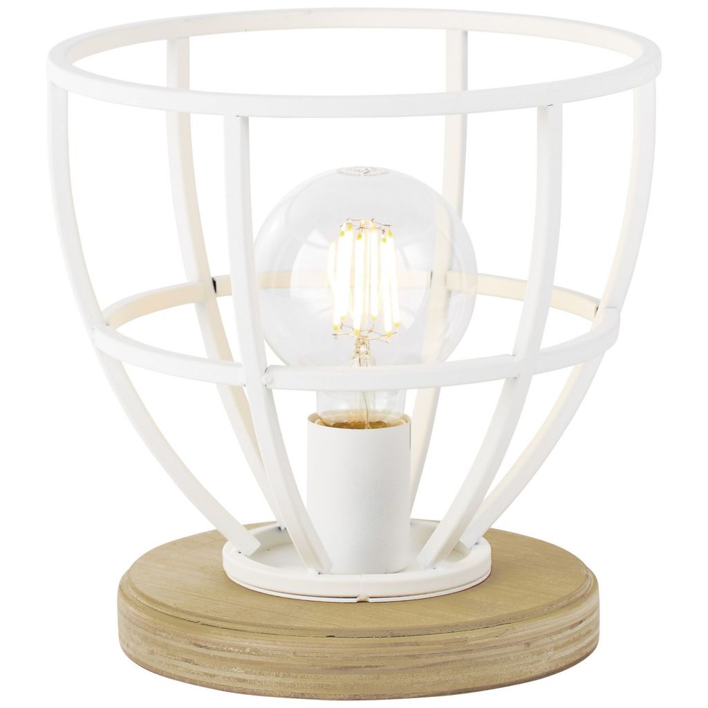 Brilliant Tischleuchte Matrix Wood Weiß Ø25cm max. 60W E27 Produktbild 