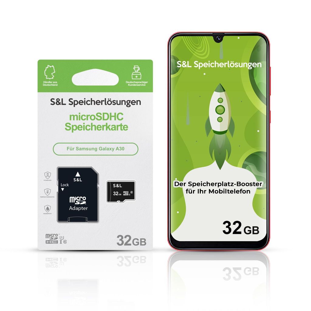 microSD Speicherkarte S&L für Samsung Galaxy A30 - Speicherkapazität: 32 GB