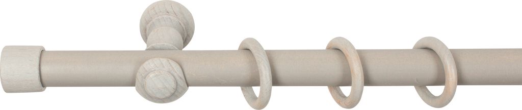 SN Deco - Stilgarnitur Gardinenstange Vorhangstange Cafiro, Holz, Klassikträger offen, 28 mm, 1-Lauf, Komplettset mit Ringen, Farbe Antikgrau, 400...