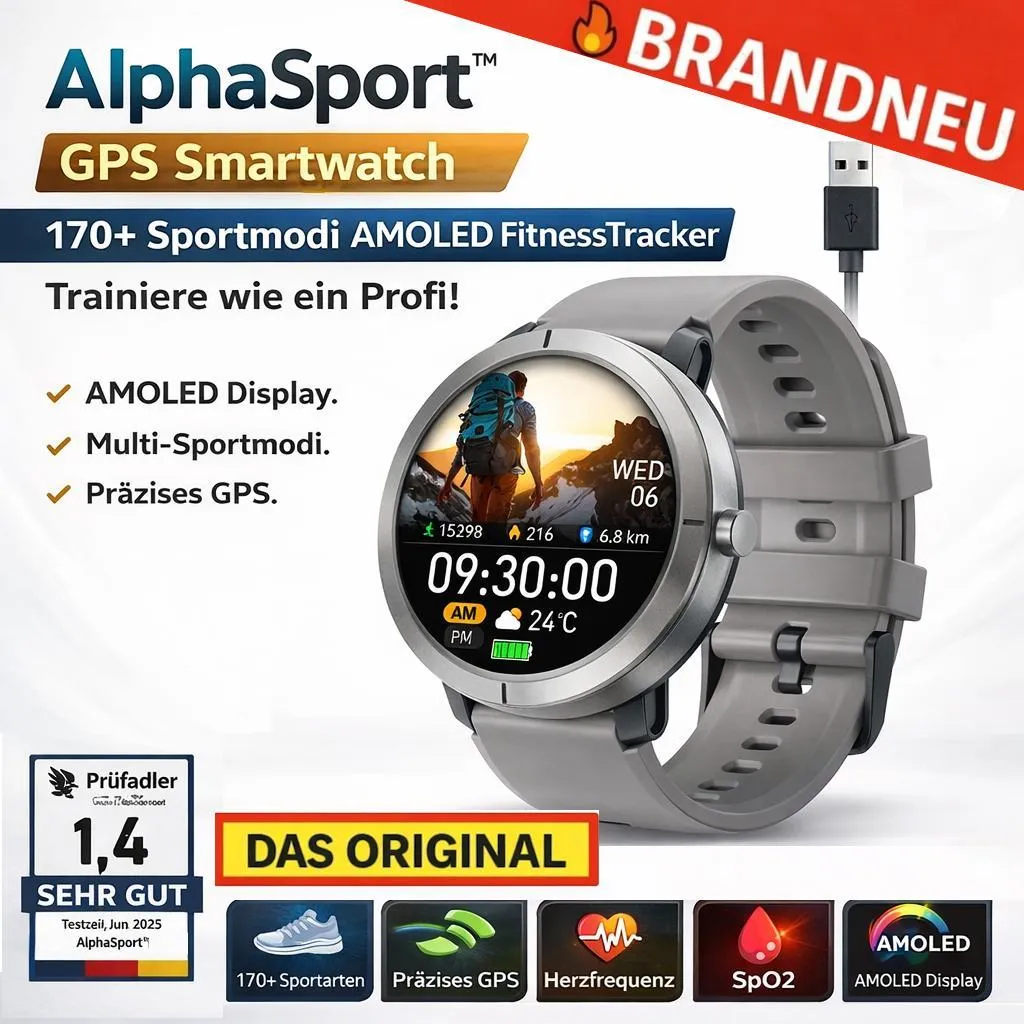 Suivez votre forme avec la montre GPS AlphaSport™ AMOLED Midnight Black