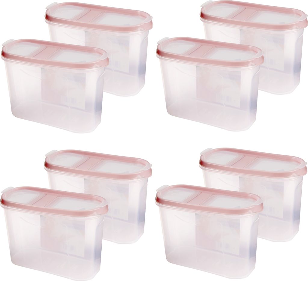 Vorratsdosen mit Deckel 1,4 Liter ( 8er Pack / Altrose ), Luftdicht Schüttdose BPA frei, Vorratsbehälter Set - Frischhaltedosen Klappdeckel