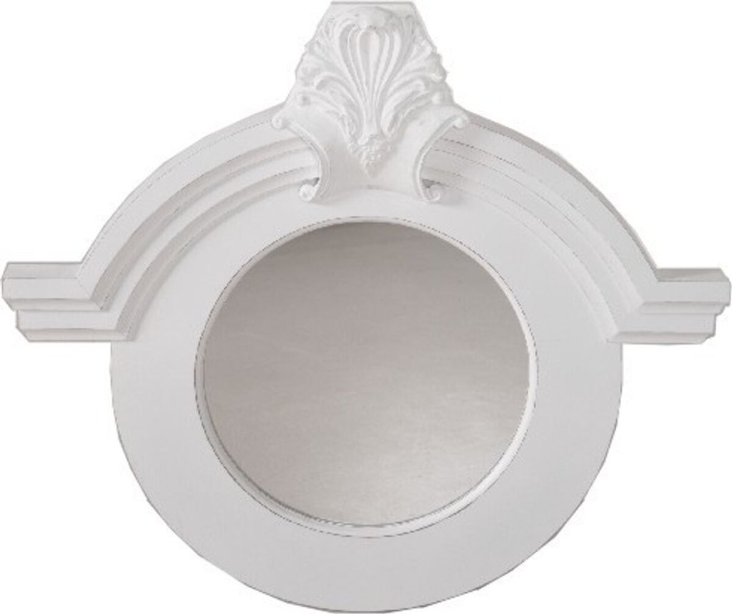 Casa Padrino Jugendstil Antik Shabby Chic Wandspiegel Rund Ornament Weiß Antik Look 91 x 84 cm - Spiegel Barock