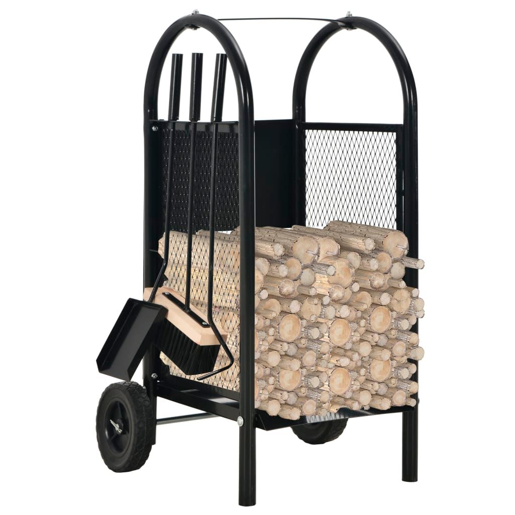 Kleining Holzwagen Für Kaminholz, Stahlblech, Grau, 90 X 40 X 45 Cm, Mit 2 Kugelgelagerten Rädern