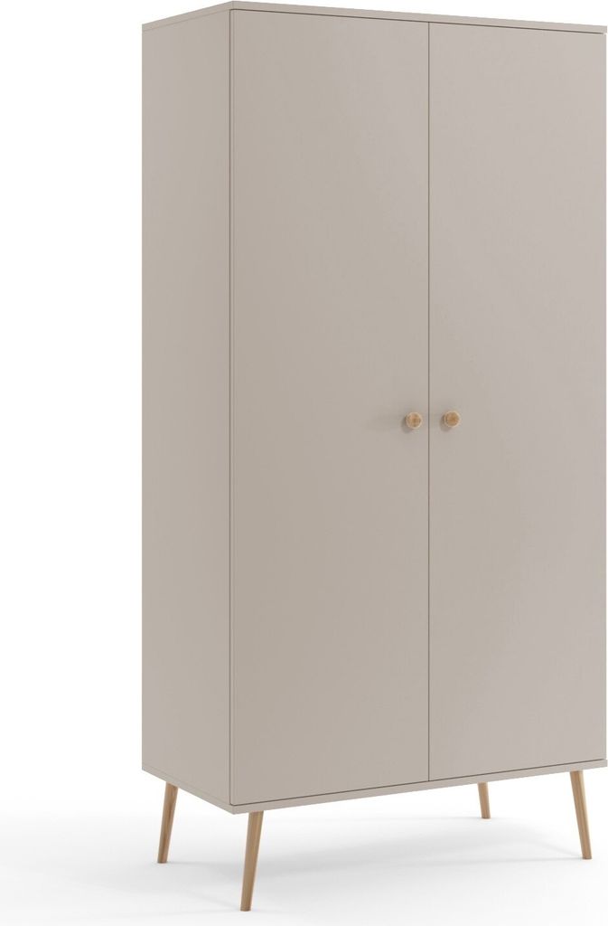 BETTSO Kleiderschrank 2-türig mit 2 Regalen und Kleiderstange – Kaschmir – Schrank für Wohnzimmer und Schlafzimmer 100 x 202 cm IKON – Jute...