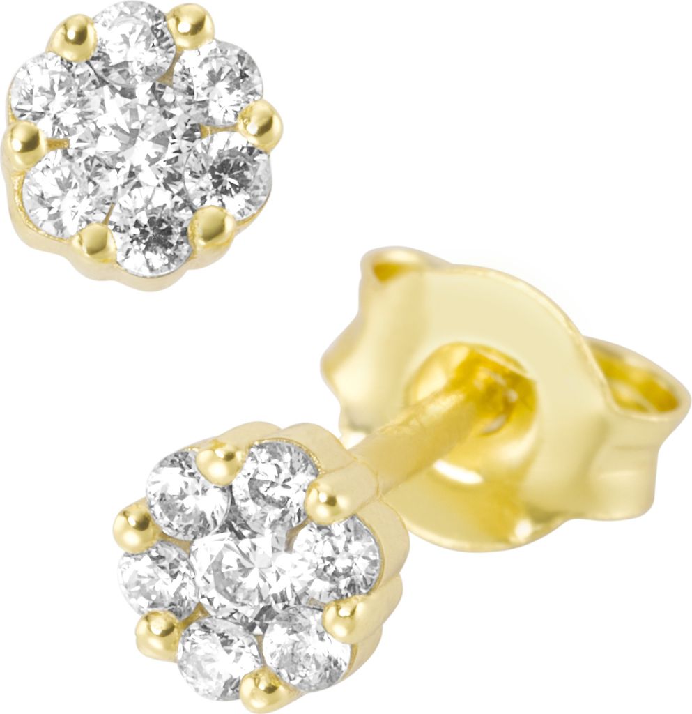 Ohrstecker Smart Jewel Blüte, Zirkonia Steine, Silber 925 Gold Onesize