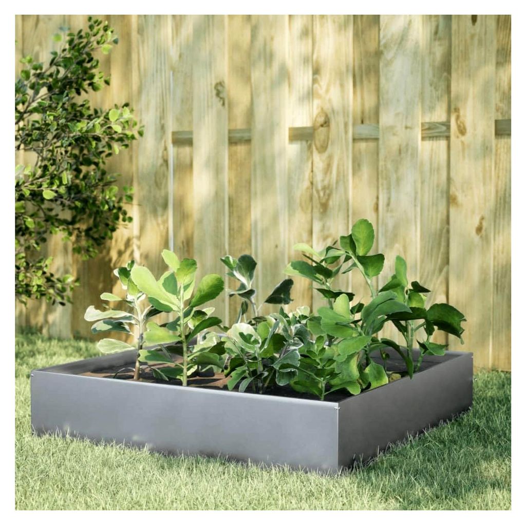 Hochbeet aus Metall Pflanzkübel Pflanzbeet Gartenbeet Pflanzkasten Blumenkasten Gemüsebeet Blumenbeet 100x100x33,5 cm Verzinkter Stahl