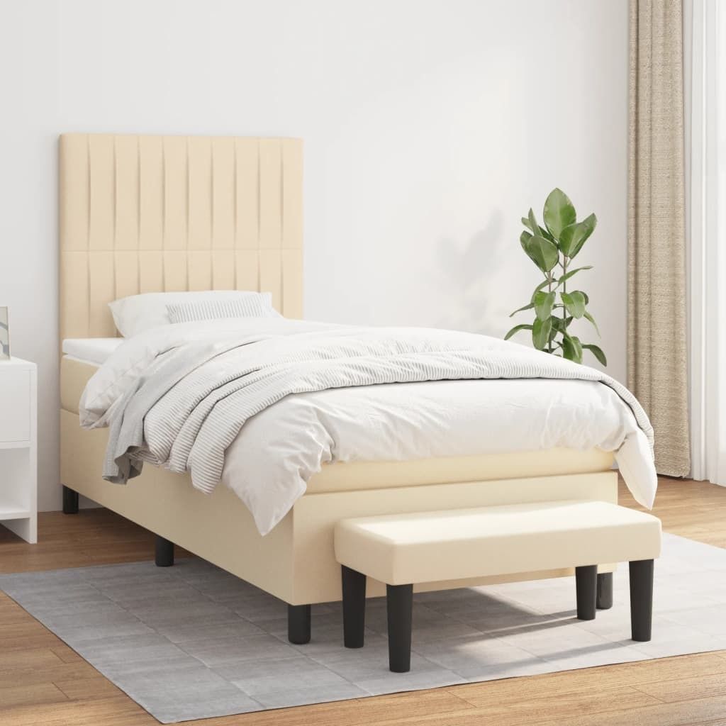 Maison Exclusive - Boxspringbett mit Matratze Creme 90x190 cm Stoff