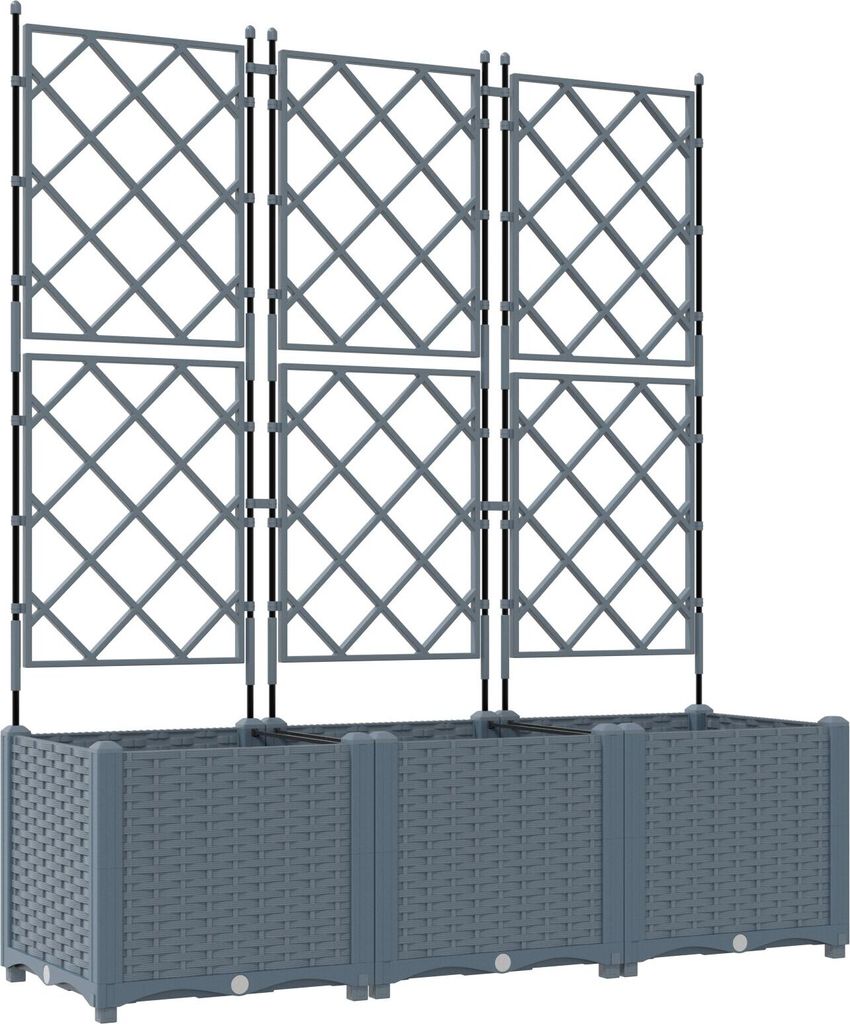 Möbel Gartenpflanzgefäß mit Rankgitter 3 Teile Hellgrau 120x40x143 cm - Beete 42002886