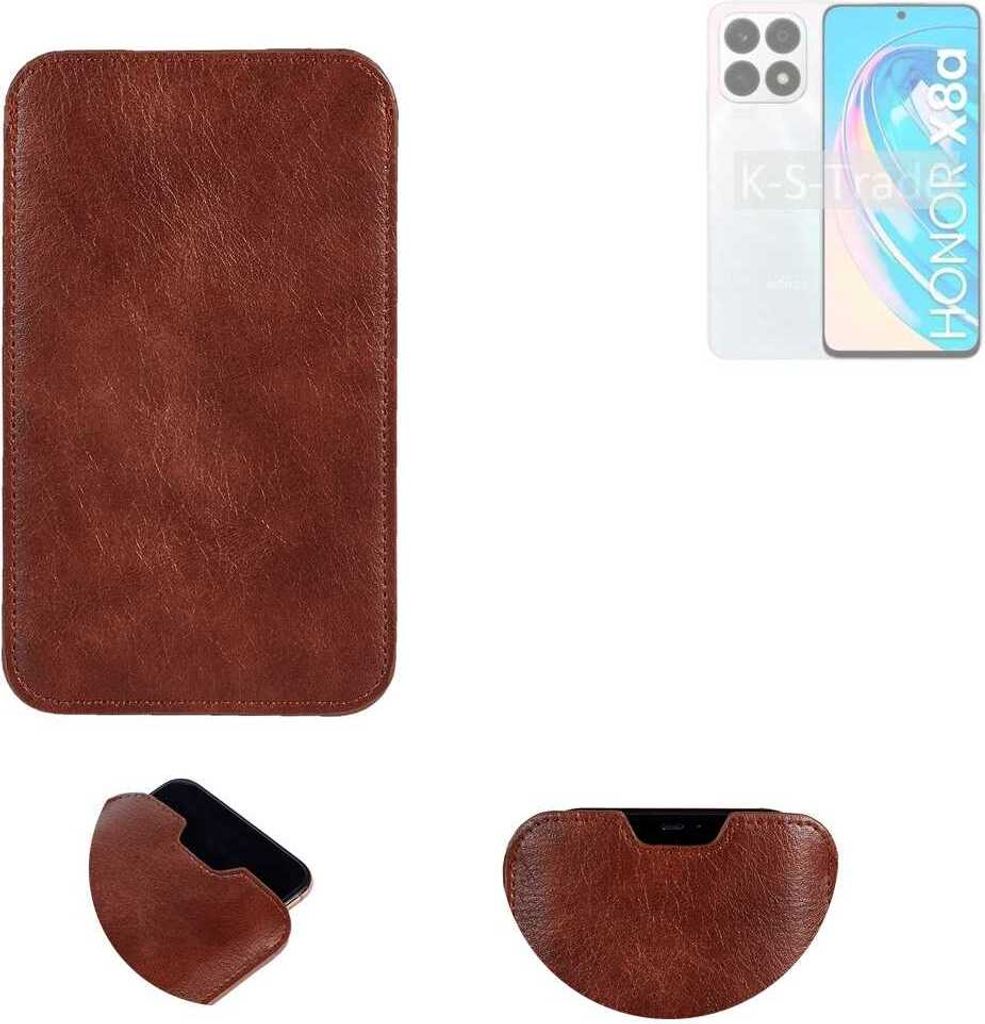 K-S-Trade Schutzhülle Handyhülle kompatibel mit Honor X8a 5G Handytasche Kunstleder Sleeve in braun