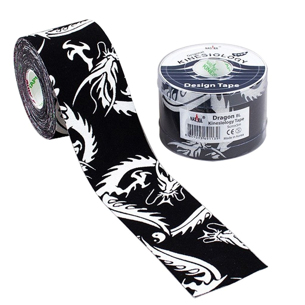 Nasara Dragon Kinesiologie Tape : Schwarz Farbe: Schwarz