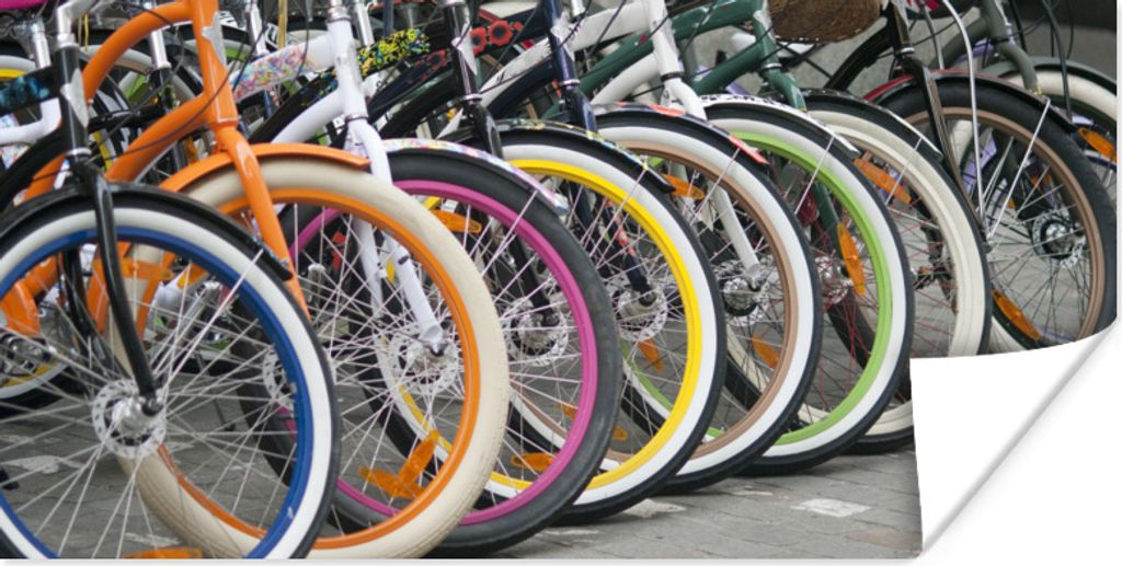 MuchoWow Poster Mehrere bunte Fahrräder 40x20 cm - Poster für die Wand - Poster Schlafzimmer