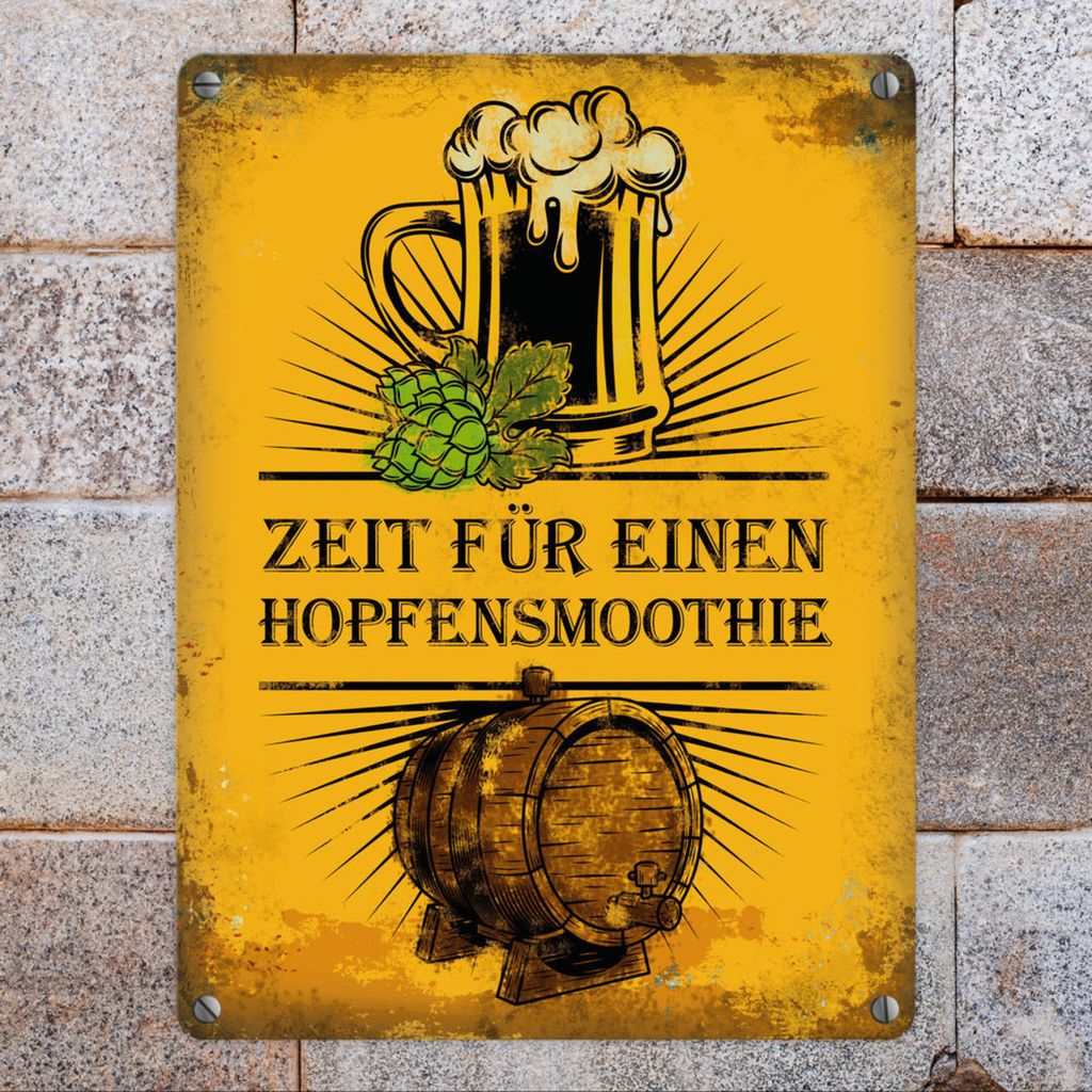 Zeit für einen Hopfensmoothie Bier Motiv Metallschild und Spruch 