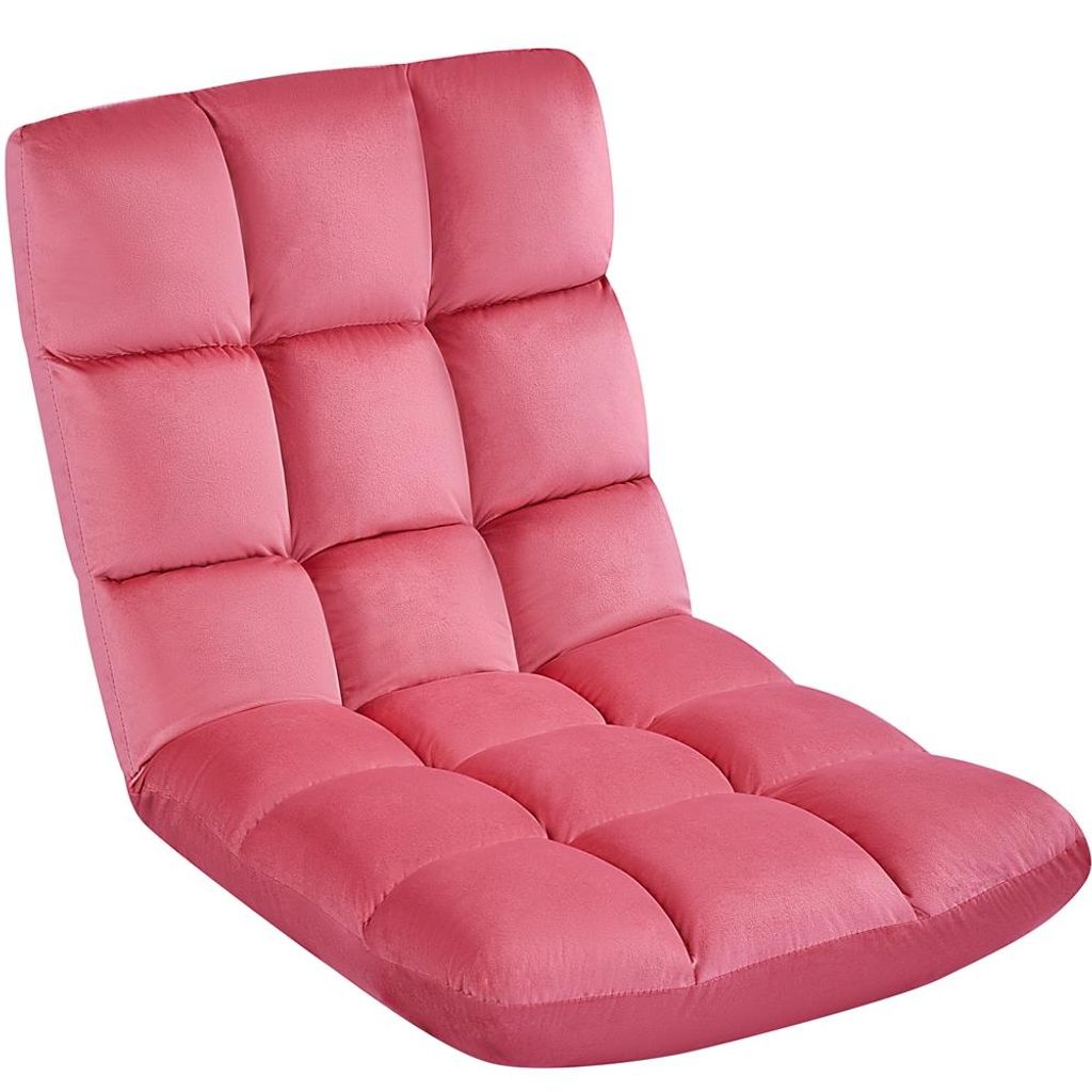 Yaheetech Bodenstuhl mit 14-stufig verstellbarer Rückenlehne, Bodensessel für Gaming & Meditation, Relaxliege, Lazy Sofa, Rosa