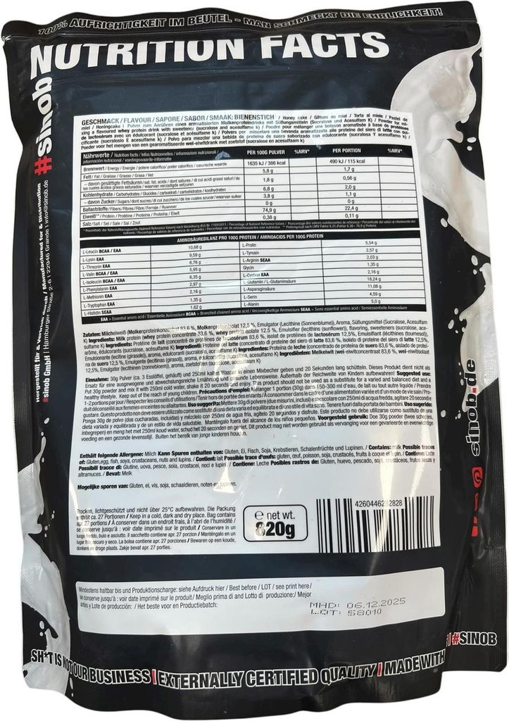 Sinob Honest Whey+ 1000g/ 820g