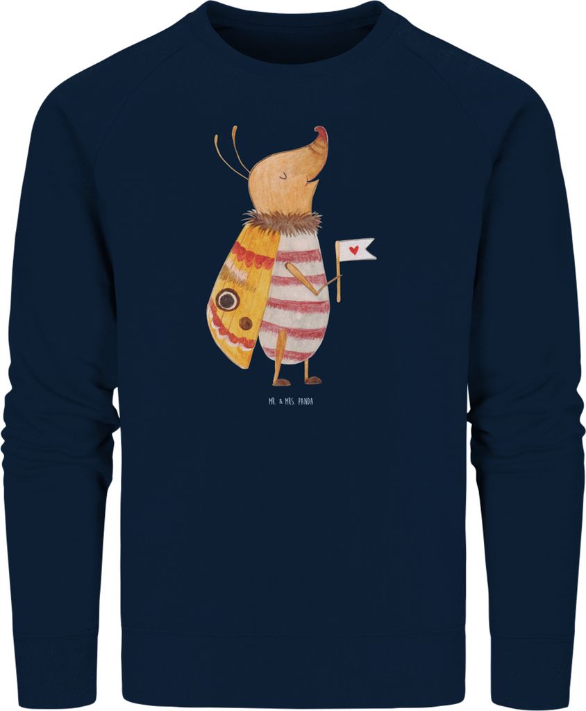 Mr. & Mrs. Panda Nachhaltiger Pullover Nachtfalter Fähnchen Größe XS - French Navy - Geschenk, Spruch Witzig, Baumwoll Sweatshirt, Süß, Lustig...