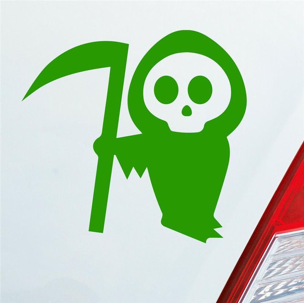 Auto Aufkleber Sensenmann Tod tot Death Sense Mann 10x10 cm Hellgrün Sticker Heckscheibenaufkleber