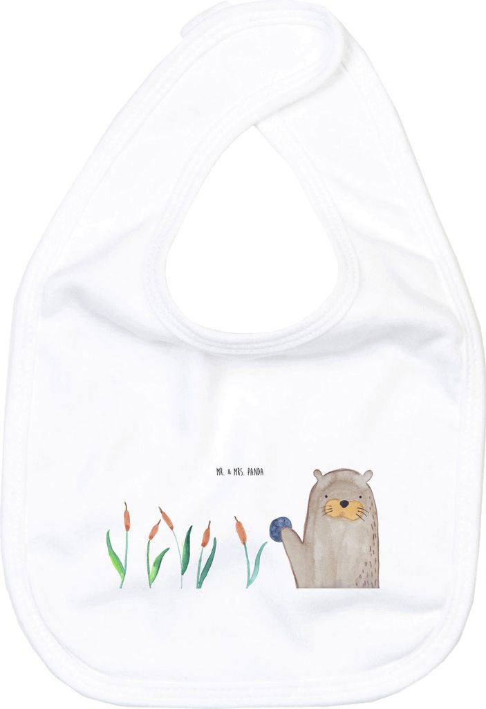 Mr. & Mrs. Panda Sabber Lätzchen Otter Stein - Weiß - Geschenk, Babylätzchen, Neugierig, Seeotter, See, Baumwoll, Schlabberlatz, Pflanzen, Sabbe...
