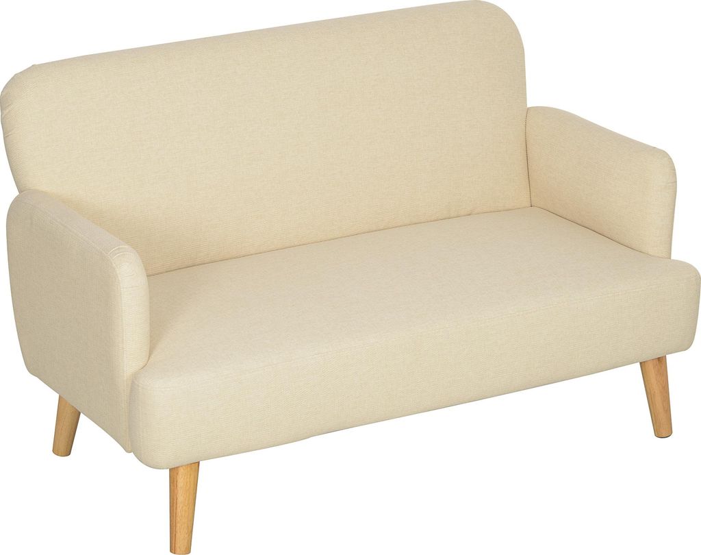 Zweisitzer-Sofa, kompakt, hautfreundlicher Bezug, bis 240 kg, 130x74x79 cm, Cremeweiß