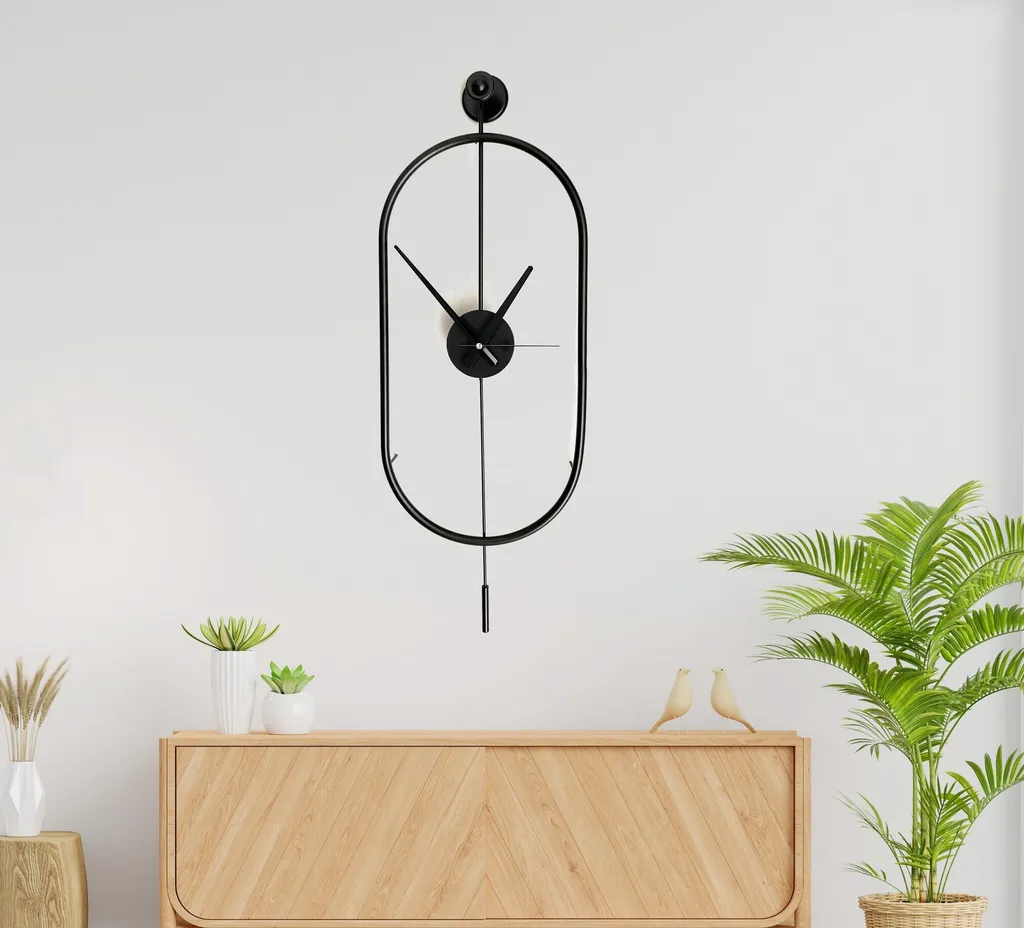 Horloge Murale pour Bureau et Salon Style Loft en Métal Noir 80 cm
