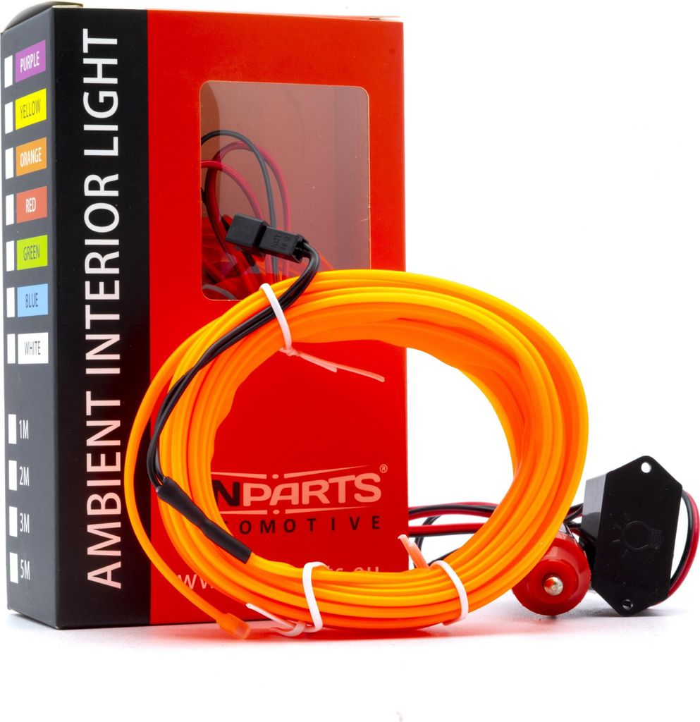 LED Auto Lichtleiter Umgebungslicht 12V Orange 5 Meter