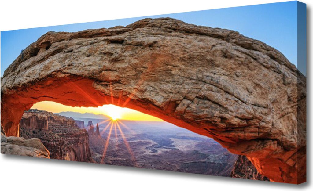 Tulup Leinwand-Bilder 125x50 Wandbild Canvas Kunstdruck Fels Sonne Landschaft