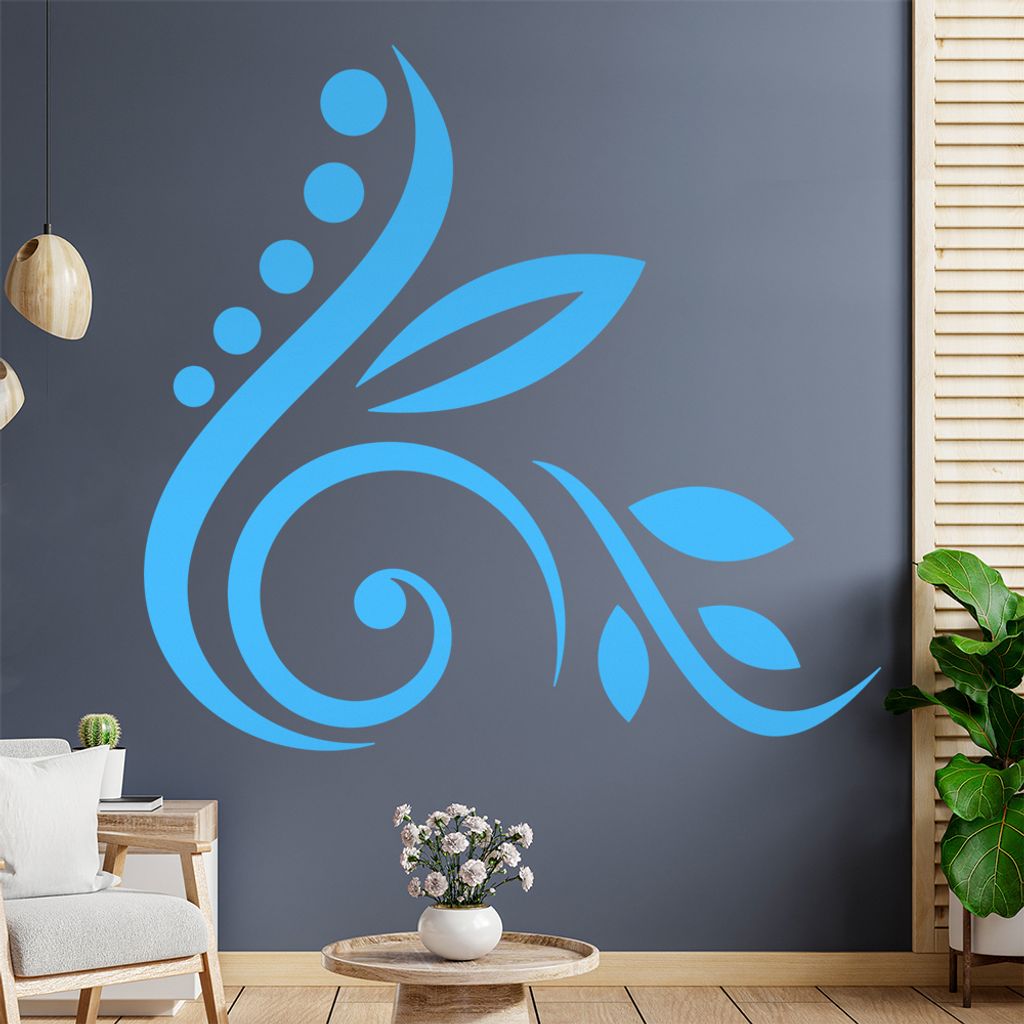 Blüte - Linien Punkte Wandtattoo in 6 Größen - Wandaufkleber Wall Sticker - Dekoration, Küche, Wohnzimmer, Schlafzimmer, Badezimmer