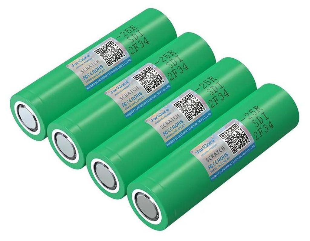 18650 Akku - INR18650-25R Li-Ion - Wiederaufladbar 2500mAh - Hochstrom 20A 3,7V - Für Elektrowerkzeug Und Taschenlampe - Pack Mit 4 Stück