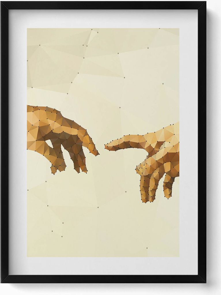 Erschaffung von Adam– Wandbild mit Rahmen – Gerahmtes Bild – Wanddekoration – 50x70 cm – Schwarz Rahmen
